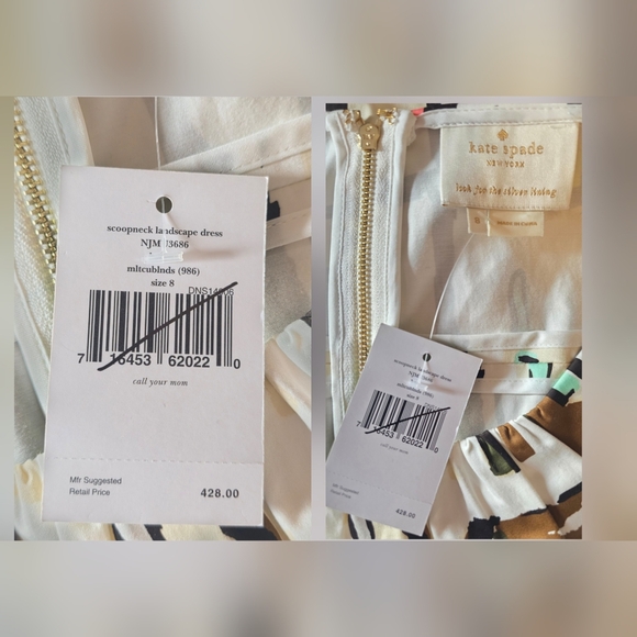 NWT Kate Spade ♠️ Scoopneck  Landscape Dress "Call Your Mom" Fit N Flare Dress 8 - Picture 10 of 12